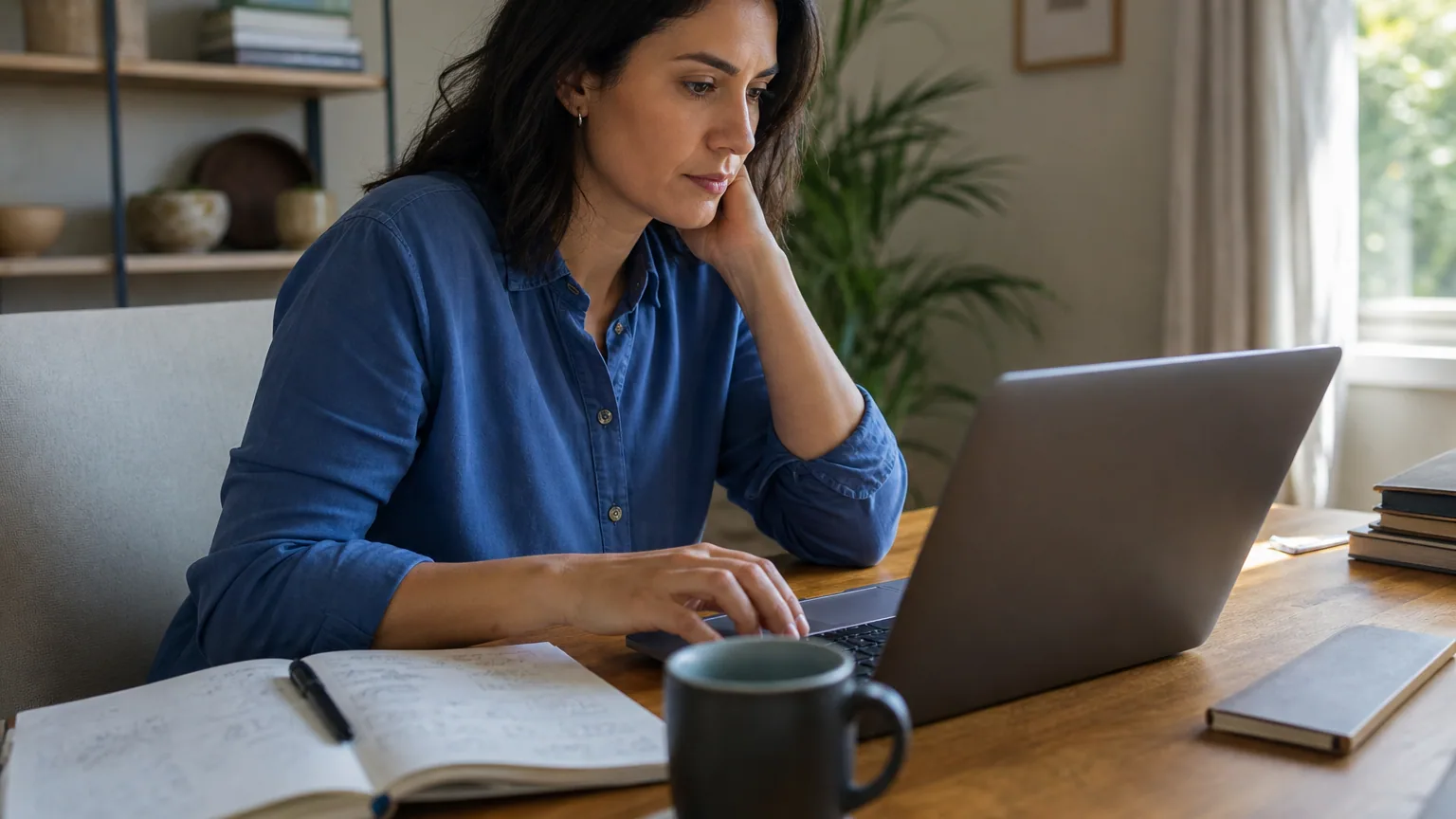 Un freelance calcule ses tarifs sur un ordinateur portable dans son bureau à domicile