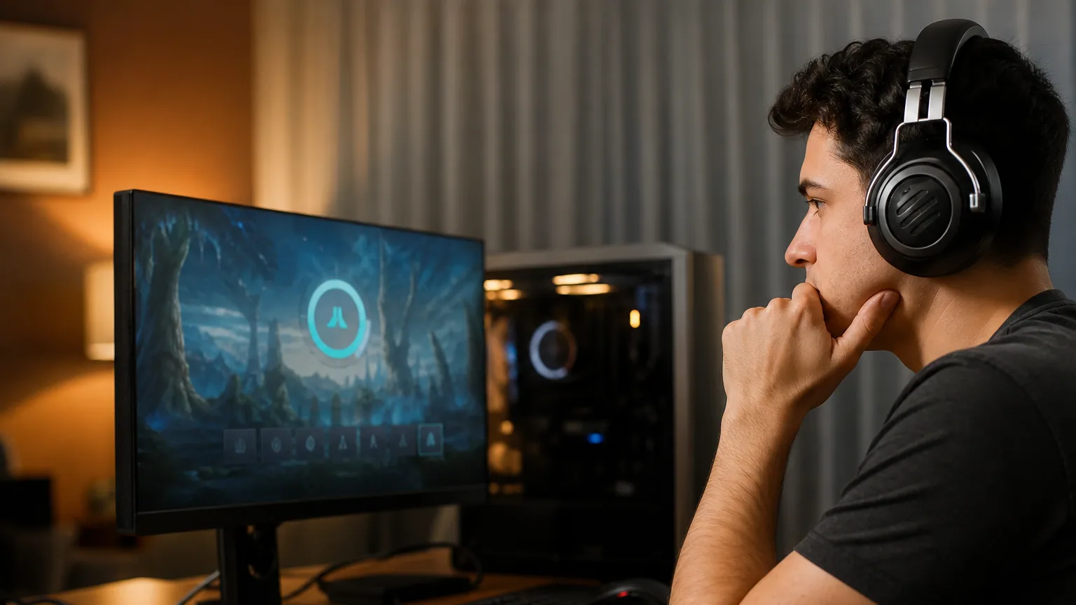 Un joueur regarde un écran affichant une file d'attente de matchmaking