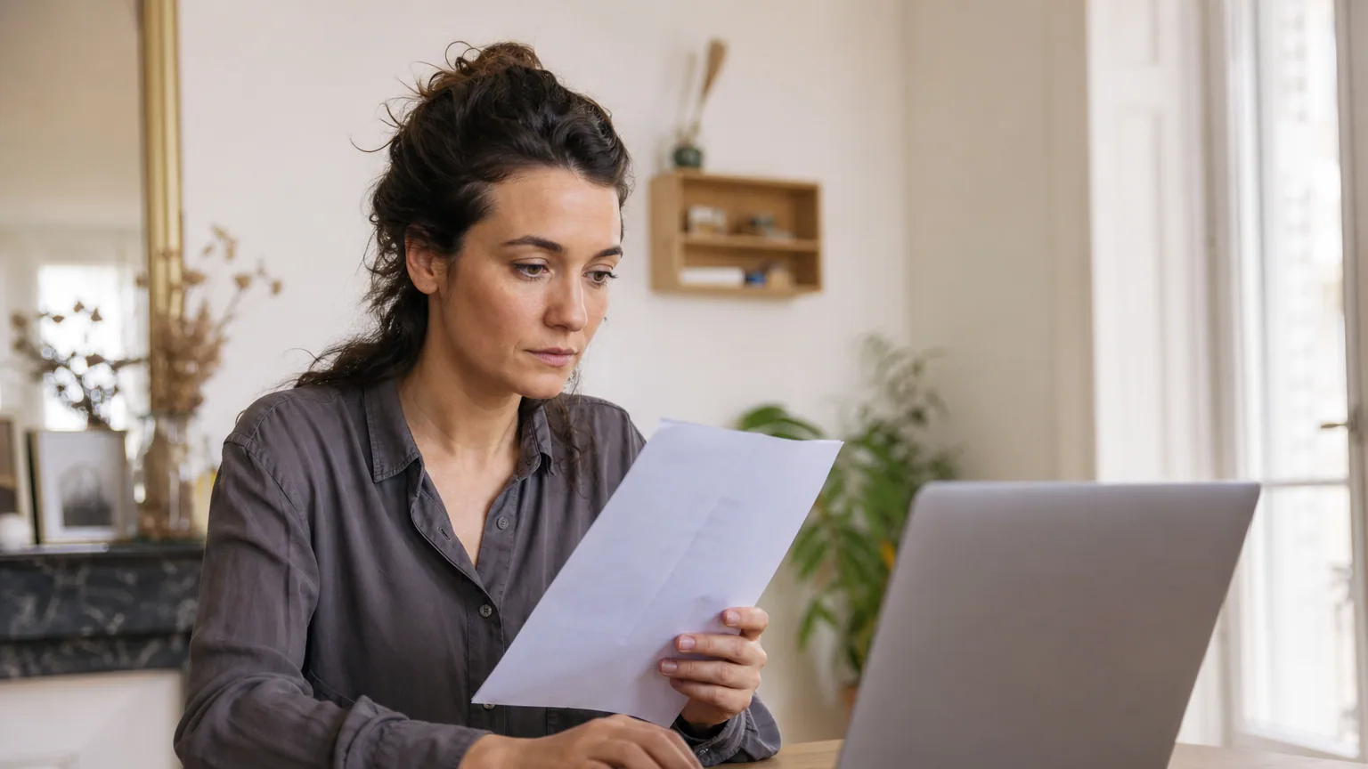 Une personne remplit une demande administrative en ligne sur son ordinateur à domicile
