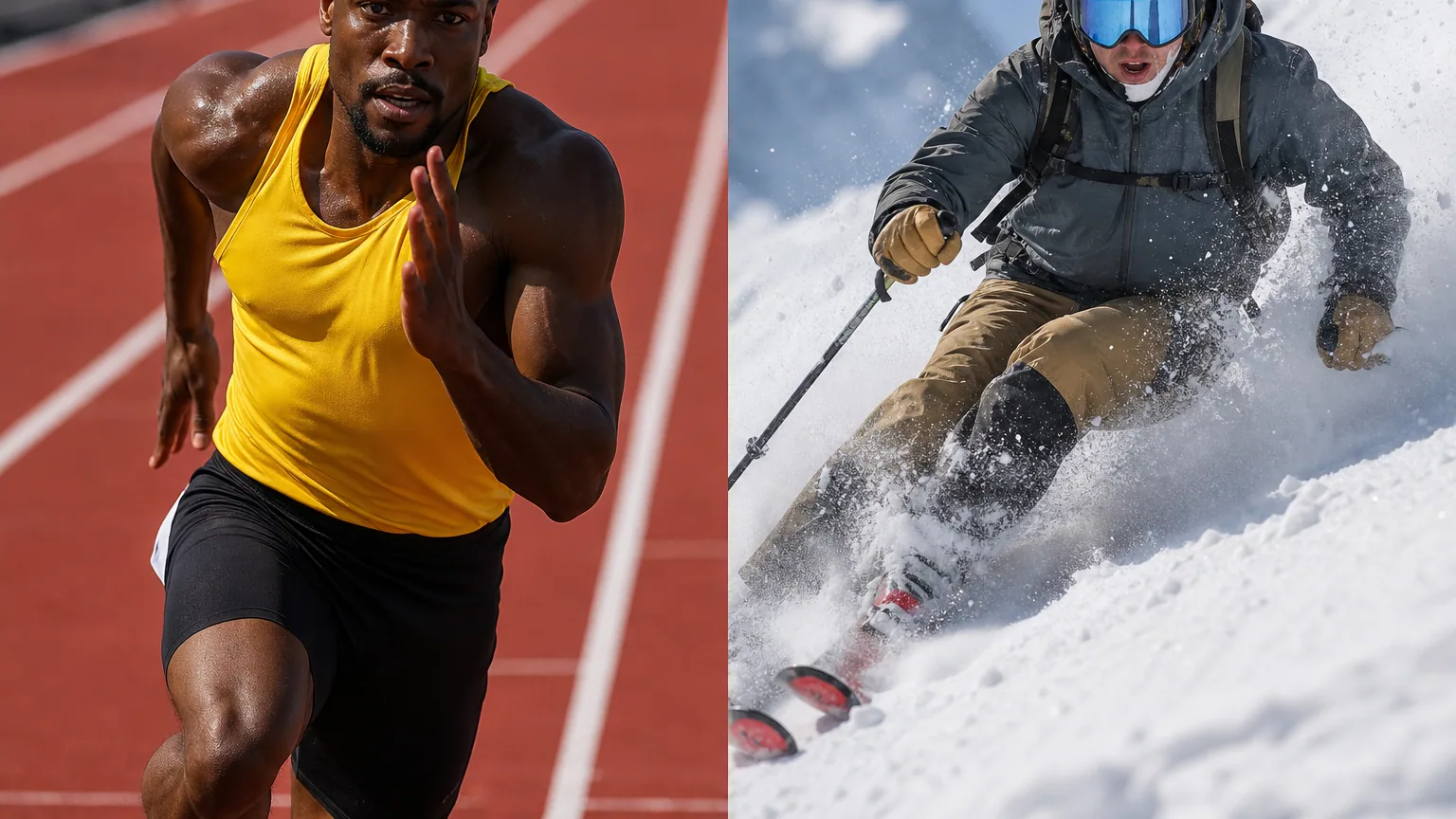 Comparaison entre un athlète d'athlétisme estival et un skieur lors des Jeux olympiques d'hiver