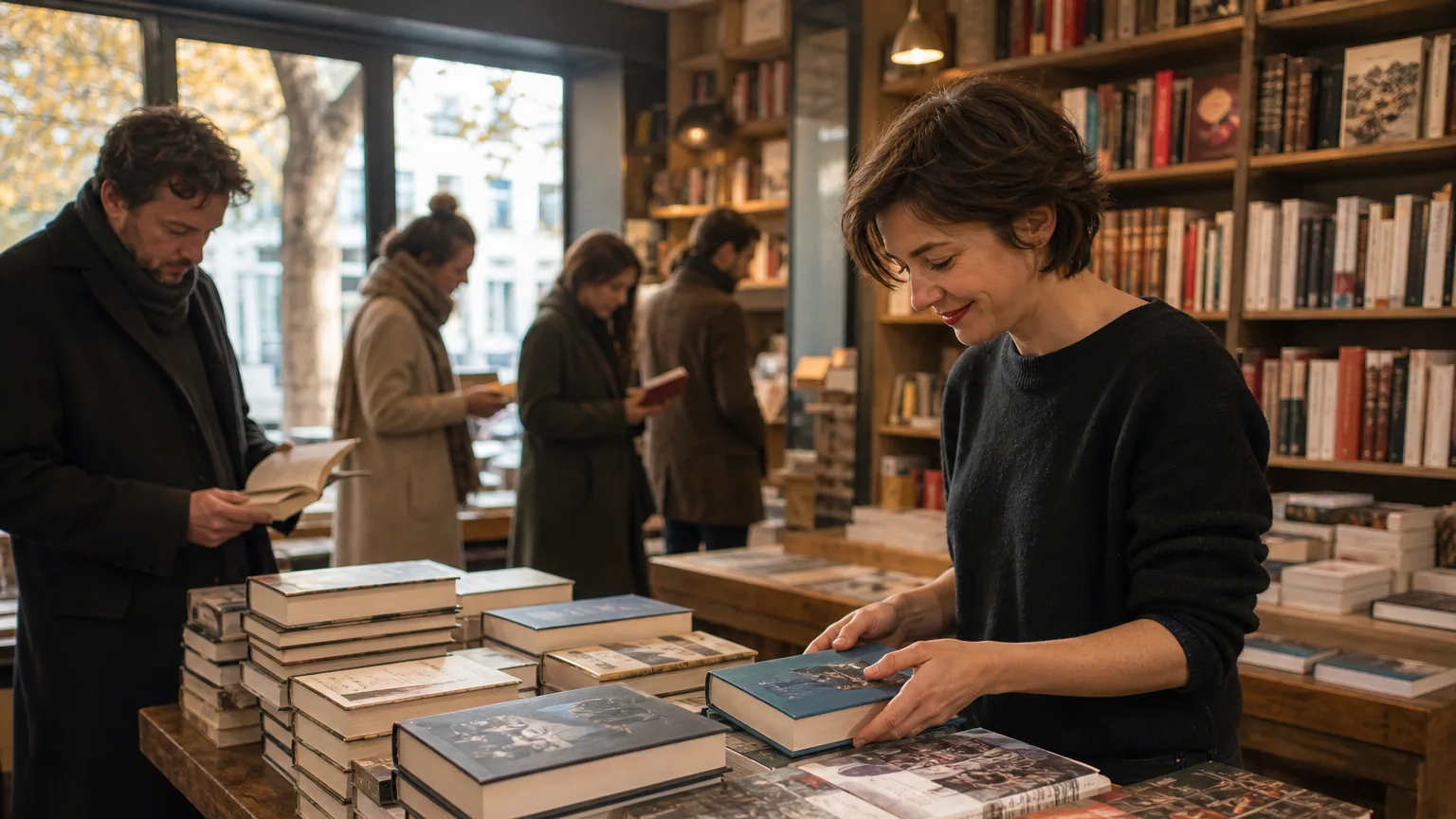 Table d'une librairie couverte de nouveaux romans pendant la rentrée littéraire