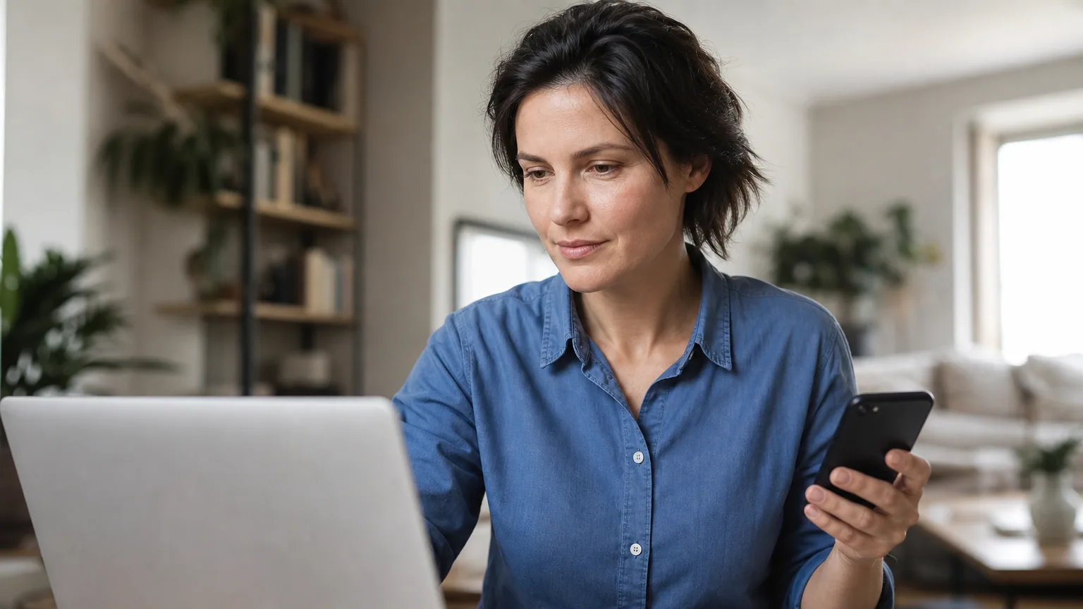 Une personne résilie un abonnement en ligne depuis son ordinateur portable à la maison