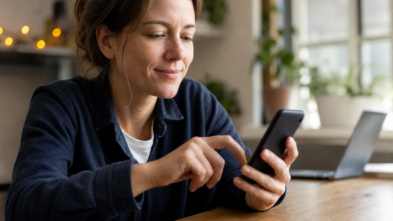 Une personne hésite devant son smartphone avant de fermer un compte sur un réseau social